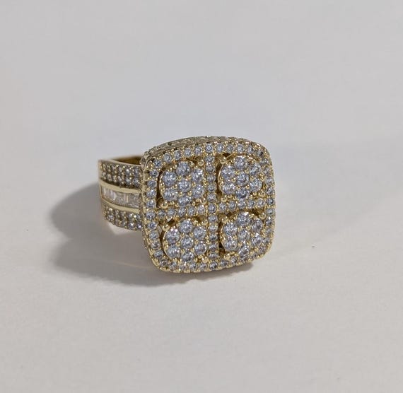 Moissanite Statement Ring, Gold Vermeil over Ster… - image 2