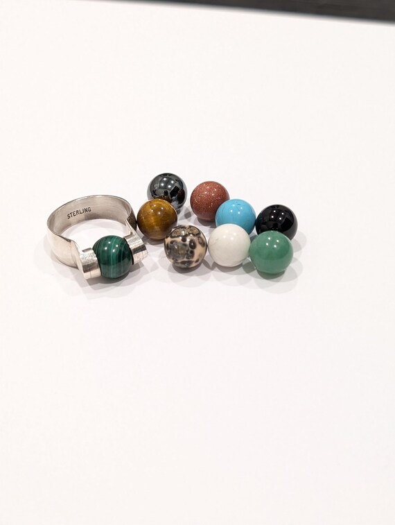Interchangeable 9 Gemstone Ball Ring: Sterling Si… - image 9