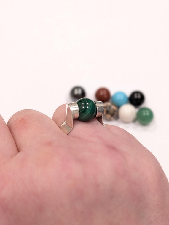Interchangeable 9 Gemstone Ball Ring: Sterling Si… - image 7