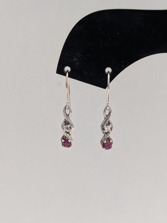 Avon Sterling Silver Genuine Ruby Dangle Earrings… - image 5