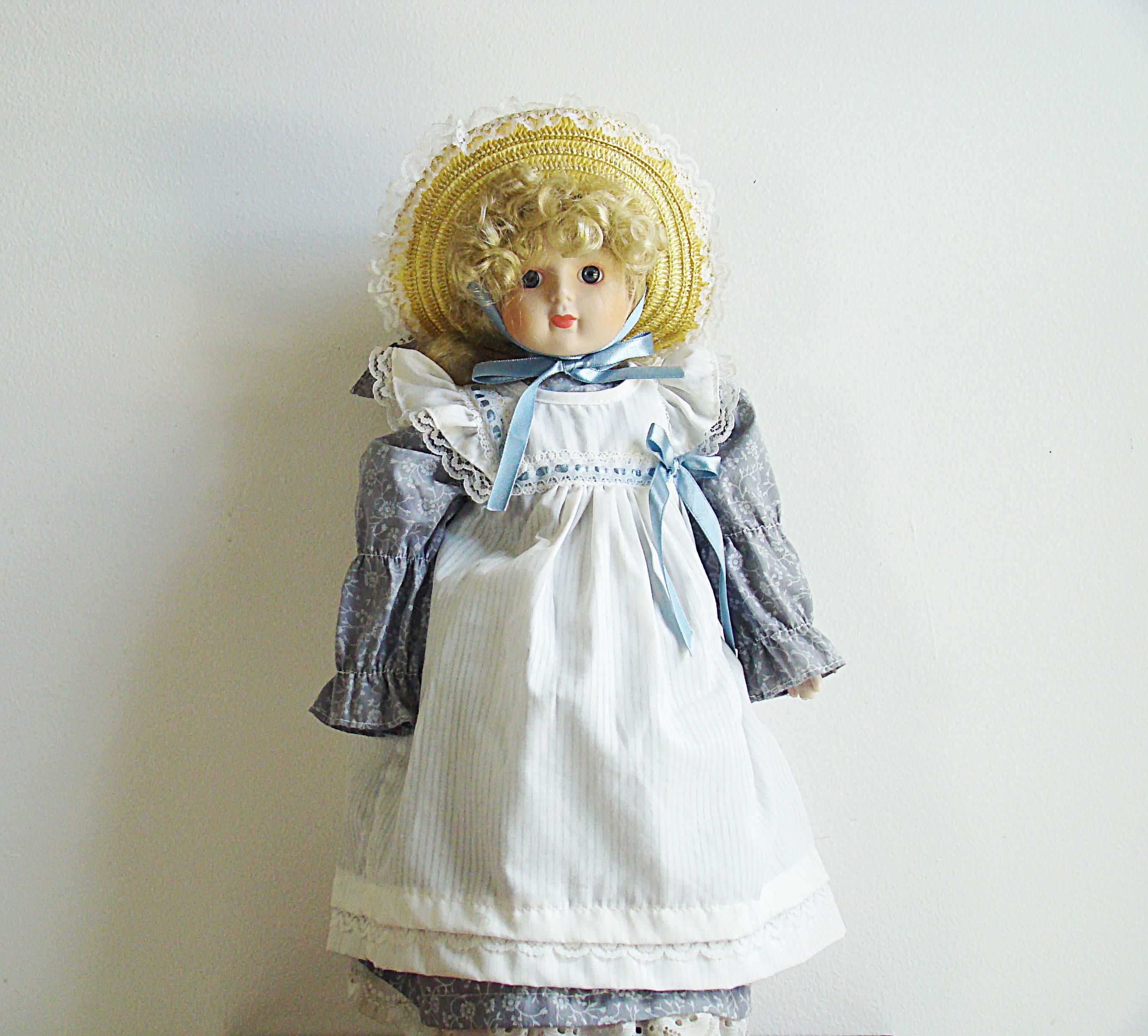 Vintage Collectible Country Girl Porcelain Doll Porcelain Etsy