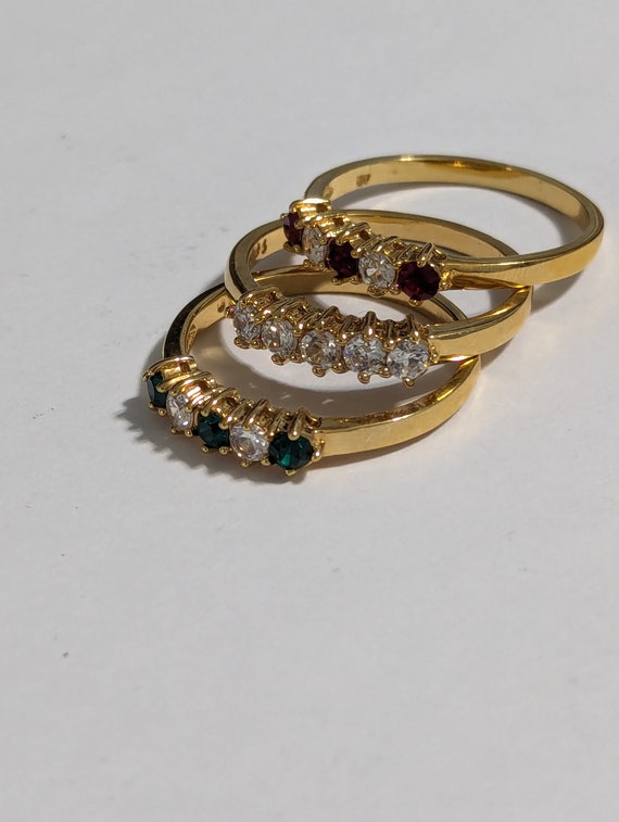 Avon Crystal Ring Trio Size 10 Avon Vintage Holid… - image 4