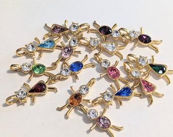 BIRTHSTONE Plainville Stock Co Gold Finish Swarovski Crystals Babies Boy & Girl Pendant PSCO 1997 Birthstone Girl Boy Charm Hallmarked