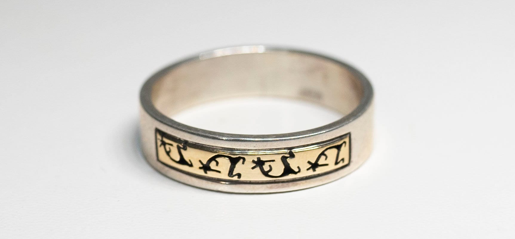 D Skeets KACHINA Band Signed Navajo Solid 14k Gold Sterling Silver