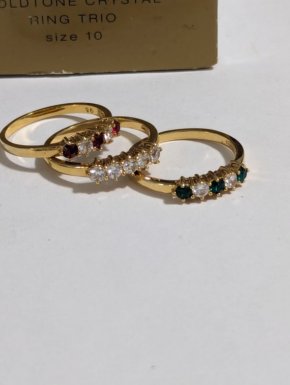 Avon Crystal Ring Trio Size 10 Avon Vintage Holid… - image 2