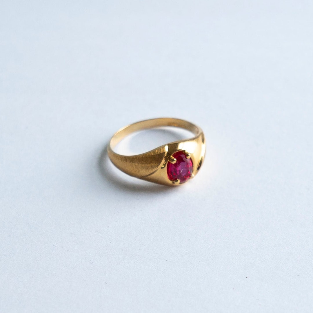 Birthstone July Ruby Ring From GMS Collection 14k Yellow Gold Plated ...