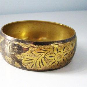 Vintage Solid Brass Elephant Bangle Bracelet Estate Jewelry made in India ELEPHANT ENGRAVED Bohemian Elephant Bangle Bracelet