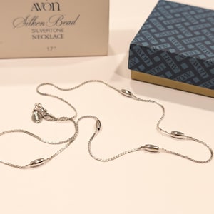 Vintage Avon Silken Bead Chain Necklace 17 Inch Silver Tone Fashion Jewelry by Avon New Old Stock 44 Years Old EXCELLENT 174