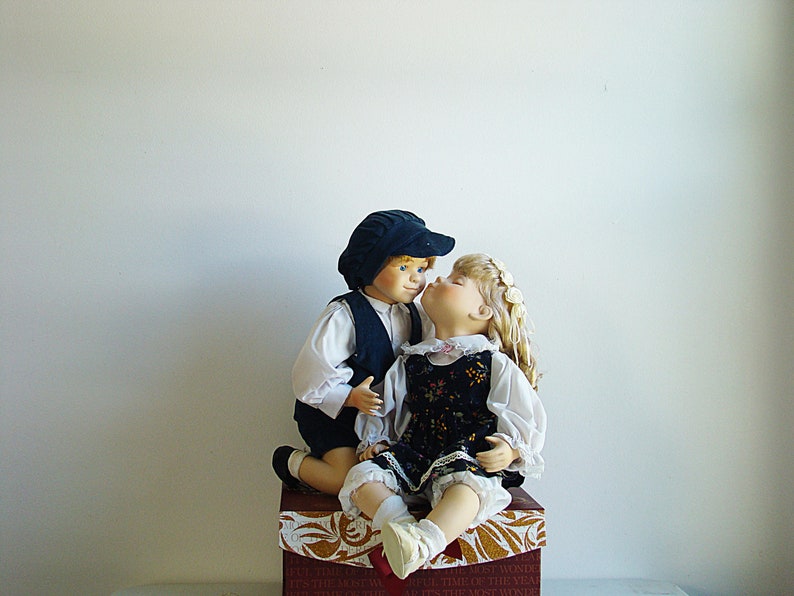 Vintage Kissing Boy And Girl Porcelain Doll Set 1st KissPair Etsy