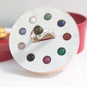 925 Sterling Silver Interchangeable 10 Gemstone Ball Infinity Ring Size 8.5 Mystical Meaning Gemstone Ring Colors of Life Ken Craft Orbs 8mm