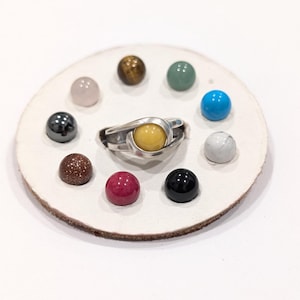 925 Sterling Silver Interchangeable 10 Gemstone Ball Infinity Ring Size 5 Mystical Meaning Gemstone Ring Colors of Life Ken Craft Orbs 8mm