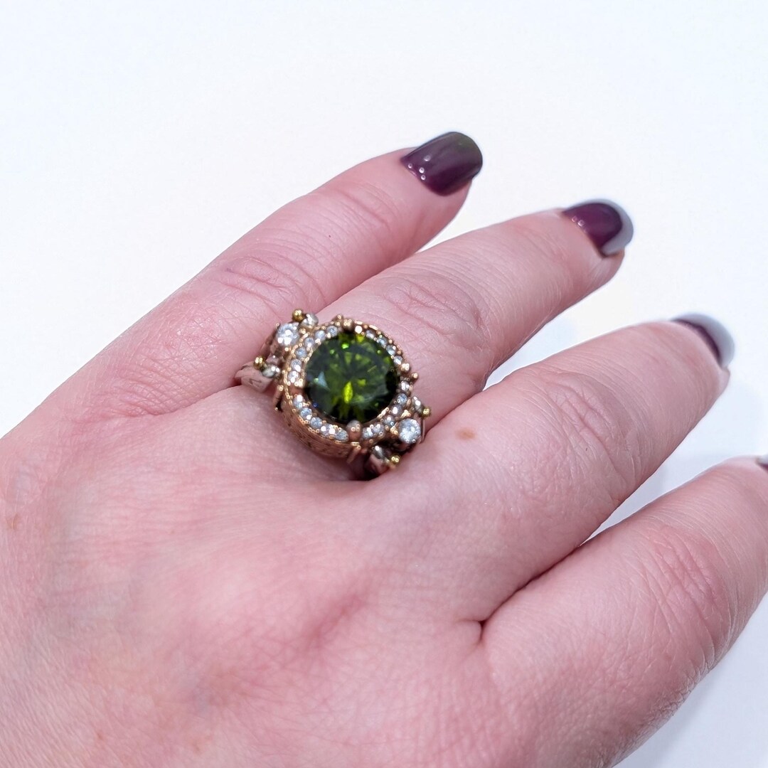 Vintage Reversible Sterling Silver Ring: Peridot & Kunzite Crystals ...