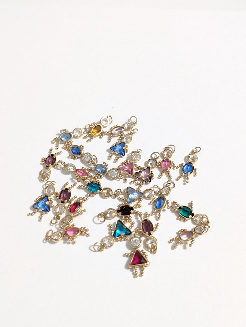 VINTAGE Solid 14K Yellow Gold BIRTHSTONE Babies Boy & Girl Pendant