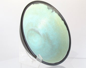 Ceramic Bowl with Black and Turquoise Glaze