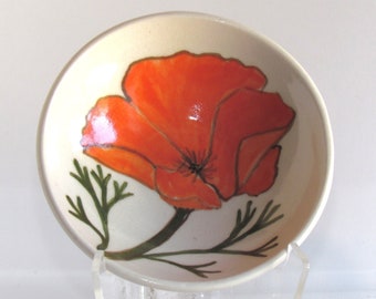 Trinket Bowl with California Poppy Design