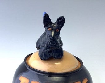 Dog Treat Jar with Scotty and Blue Bird