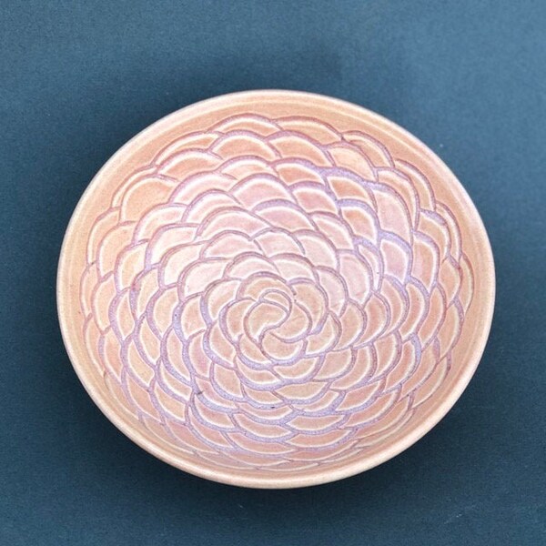 Ceramic Bowl with Carved Scallop Design