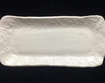 Ceramic Tray with Butterfly and Vine Design