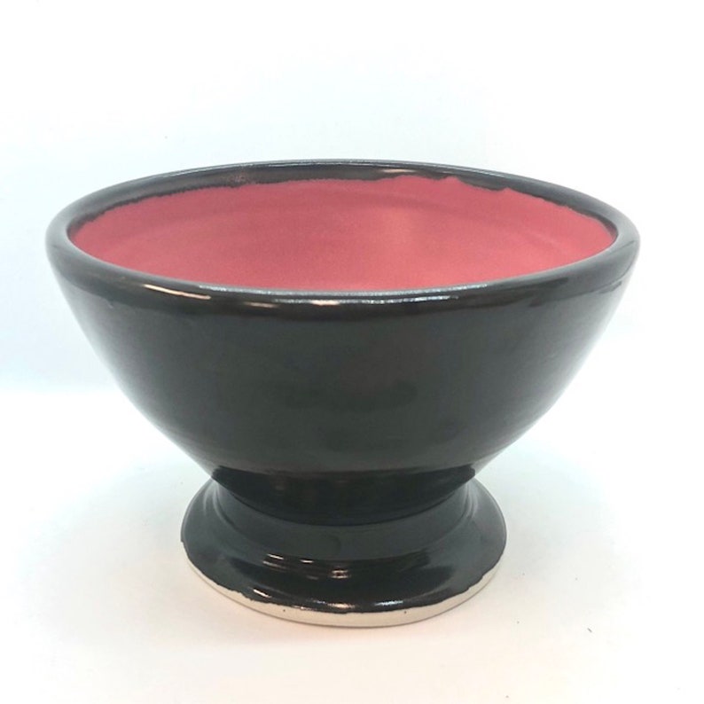 Pedestal Bowl with Red and Brown Glazes image 6