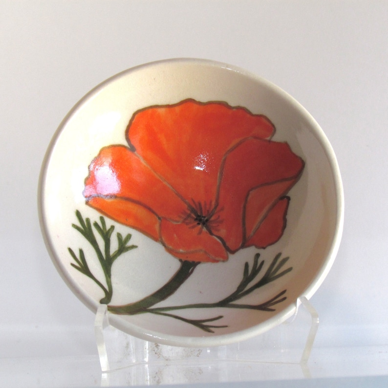 Trinket Bowl with California Poppy Design zdjęcie 1