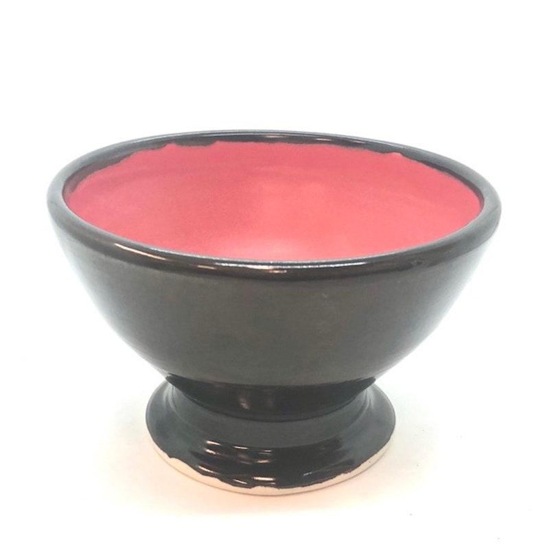 Pedestal Bowl with Red and Brown Glazes image 2