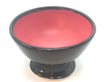 Pedestal Bowl with Red and Brown Glazes