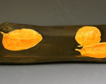 Ceramic serving tray with Black Persimmon design