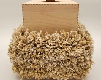 Hairy Monster Box #4, Hand-Tufted Cotton Fur, Signed Art Piece