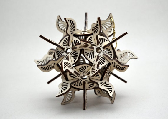 Sun Dancer Dodecahedron Plywood Ornament