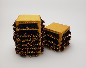 Handmade Ruffled Boxes: Knitted Beadwork on Birch Plywood