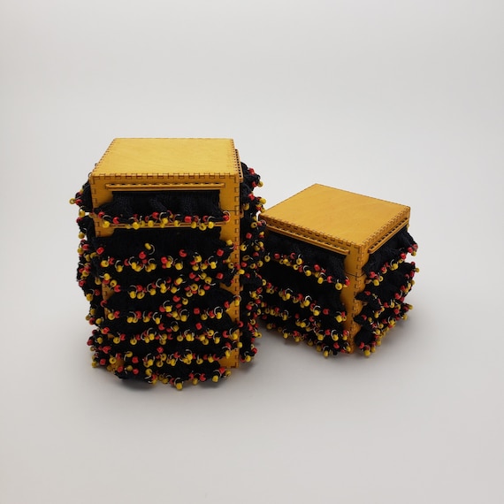 Handmade Ruffled Boxes: Knitted Beadwork on Birch Plywood