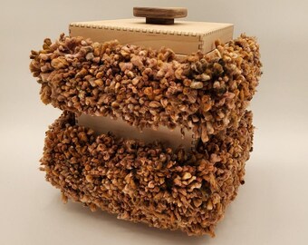 Hairy Monster Box #3, Hand-Tufted Cotton Fur, Signed Art Piece
