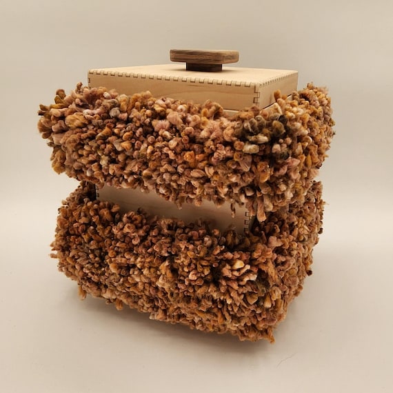 Hairy Monster Box #3, Hand-Tufted Cotton Fur, Signed Art Piece