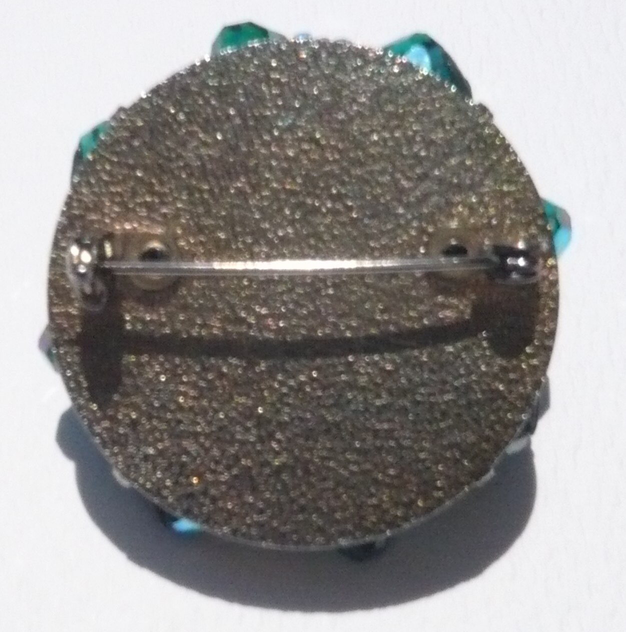 Broche Vintage Pélican En Résine Verte Kaki Bicolore - Bijou Fantaisie Années 70/80, Occasion Excellent état