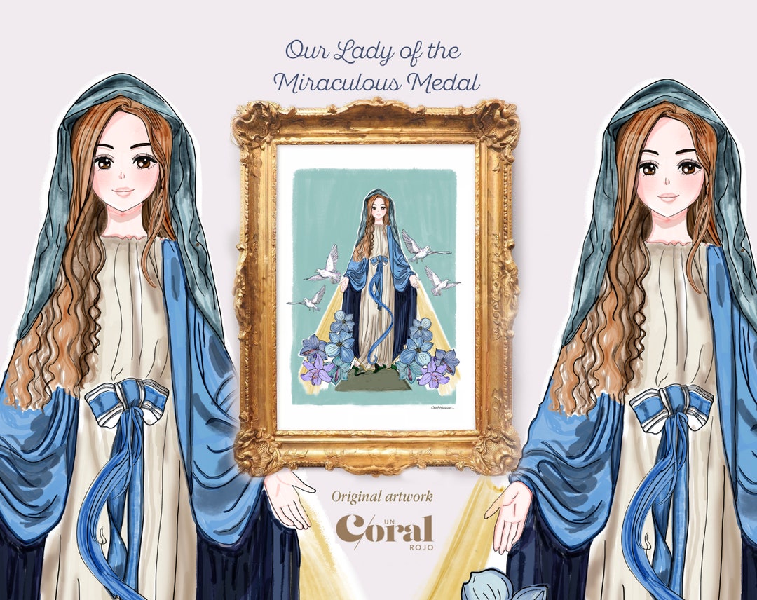 Our Lady of the Miraculous Medal Digital Art of Lady Mary Print Virgin ...