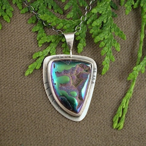 Sterling Silver and Titanium Fumed Drusy One Of a Kind Necklace Handmade by Michelle Zjala Winter Myska Jewelry