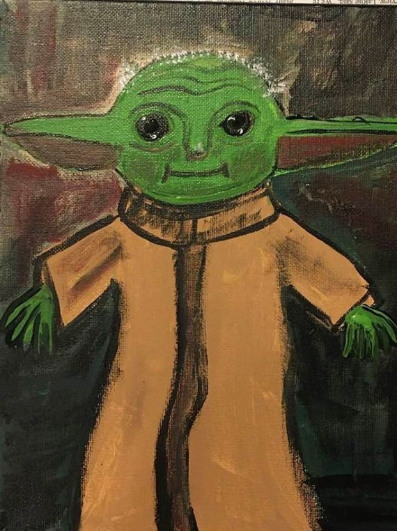 Bebe Yoda Mandalorian Peinture 8 Par 10 Etsy Bebe Yoda Mandalorian Peinture 8 Par 10 Etsy