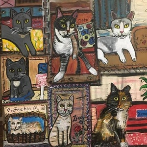 Custom pet portrait of your cat or cats KITTY CONDO ONE of a kind personalized to you