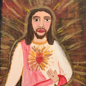 Large Sacred Heart of Jesus Painting