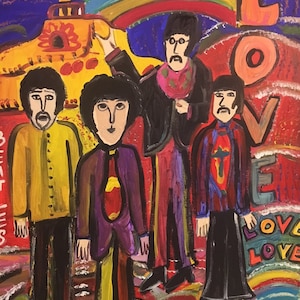 Beatles LOVE Yellow Submarine PRINT 8 by 10