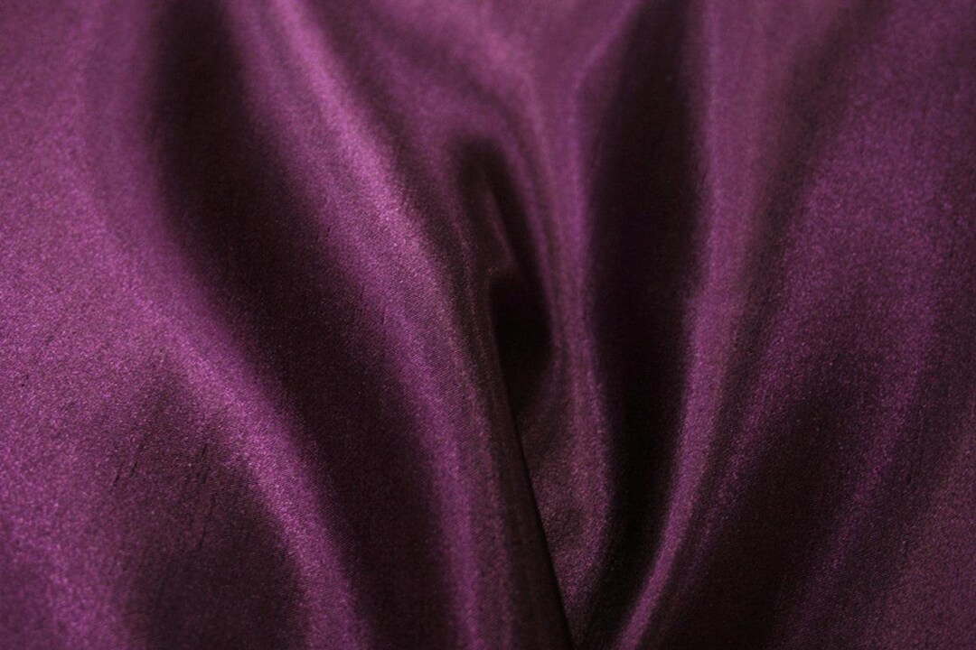 Fabric By The Yard Shantung Satin Eggplant Etsy 