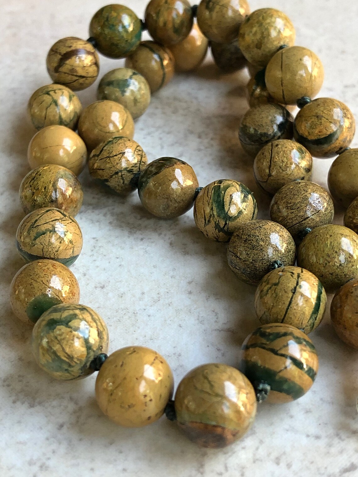 Yellow Jasper Candy Necklace Knotted Gemstone Necklace Etsy