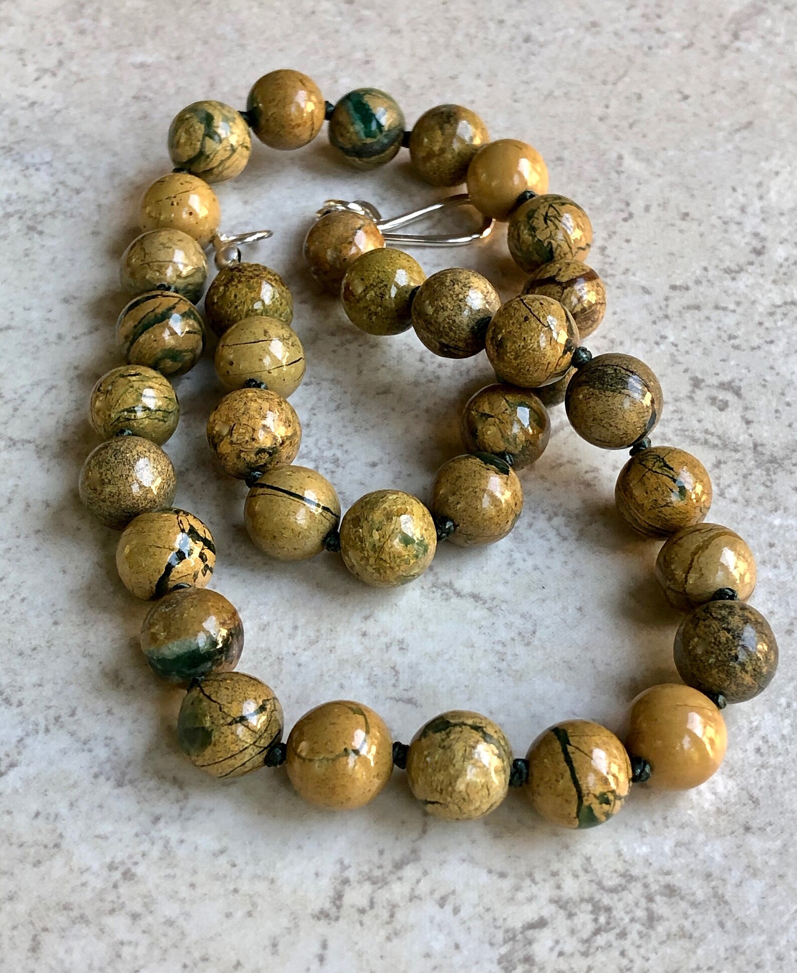 Yellow Jasper Candy Necklace Knotted Gemstone Necklace Etsy