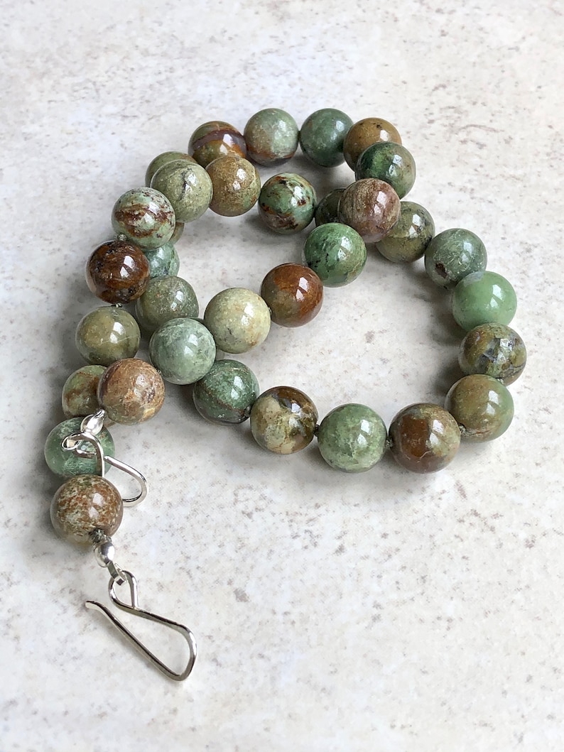 Green Opal Gemstone Candy Necklace Knotted Gemstone Necklace Beaded Necklace