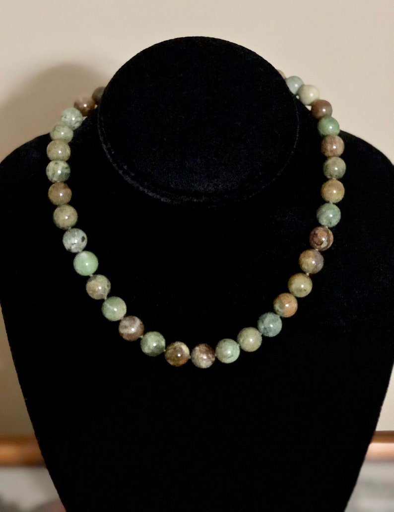 Green Opal Gemstone Candy Necklace Knotted Gemstone Necklace Beaded Necklace