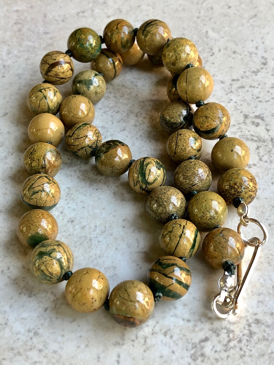 Yellow Jasper Candy Necklace Knotted Gemstone Necklace Etsy