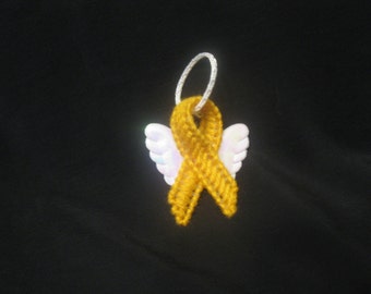 Plastic Canvas Cancer Awareness Angel Ornament