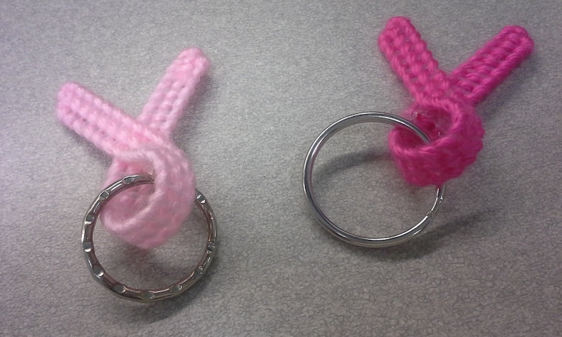 Plastic Canvas Cancer Awareness Ribbon Keychain image 3