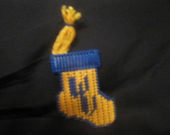 Plastic Canvas WVU Stocking Ornament