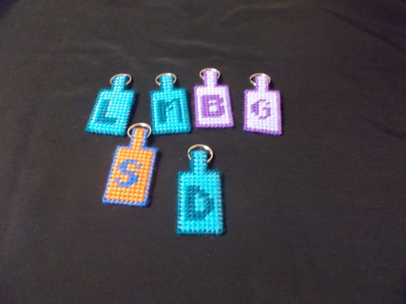 Plastic Canvas Monogram Keychain Etsy